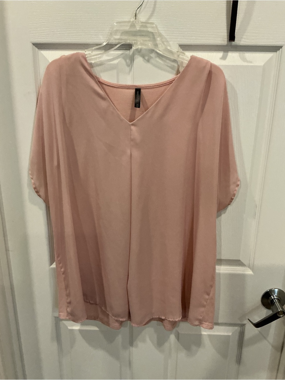 Massini Dusty Rose V-Neck Flowing Blouse